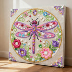 Broderie Diamant | Broderie Perle | Libellule Rose et Fleurs