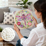 Broderie Diamant | Broderie Perle | Libellule Rose et Fleurs