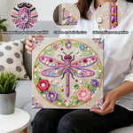 Broderie Diamant | Broderie Perle | Libellule Rose et Fleurs
