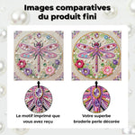 Broderie Diamant | Broderie Perle | Libellule Rose et Fleurs