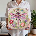 Broderie Diamant | Broderie Perle | Libellule Rose et Fleurs