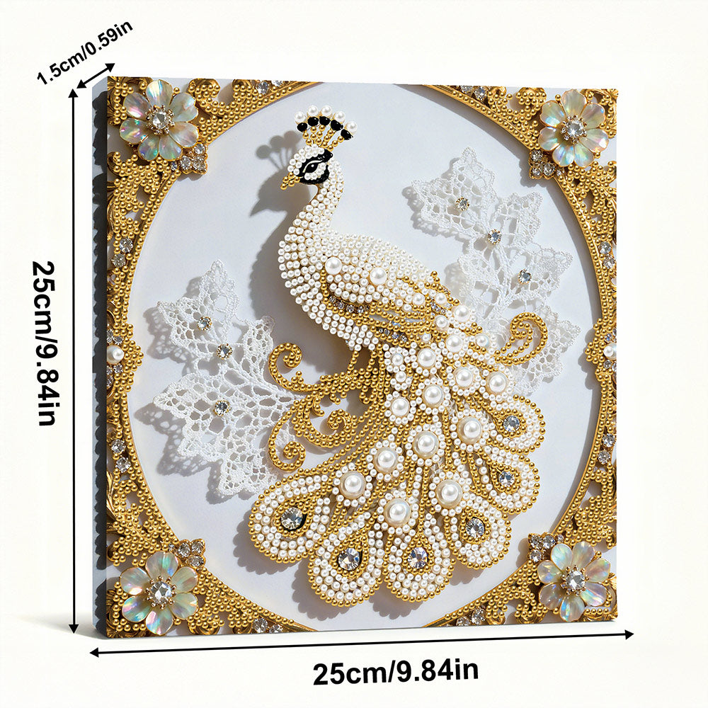 Broderie Diamant | Broderie Perle | Paon Blanc