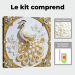 Broderie Diamant | Broderie Perle | Paon Blanc