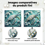 Broderie Diamant | Broderie Perle | Tortue de Mer dans les Tourbillons de Vagues