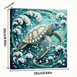 Broderie Diamant | Broderie Perle | Tortue de Mer dans les Tourbillons de Vagues