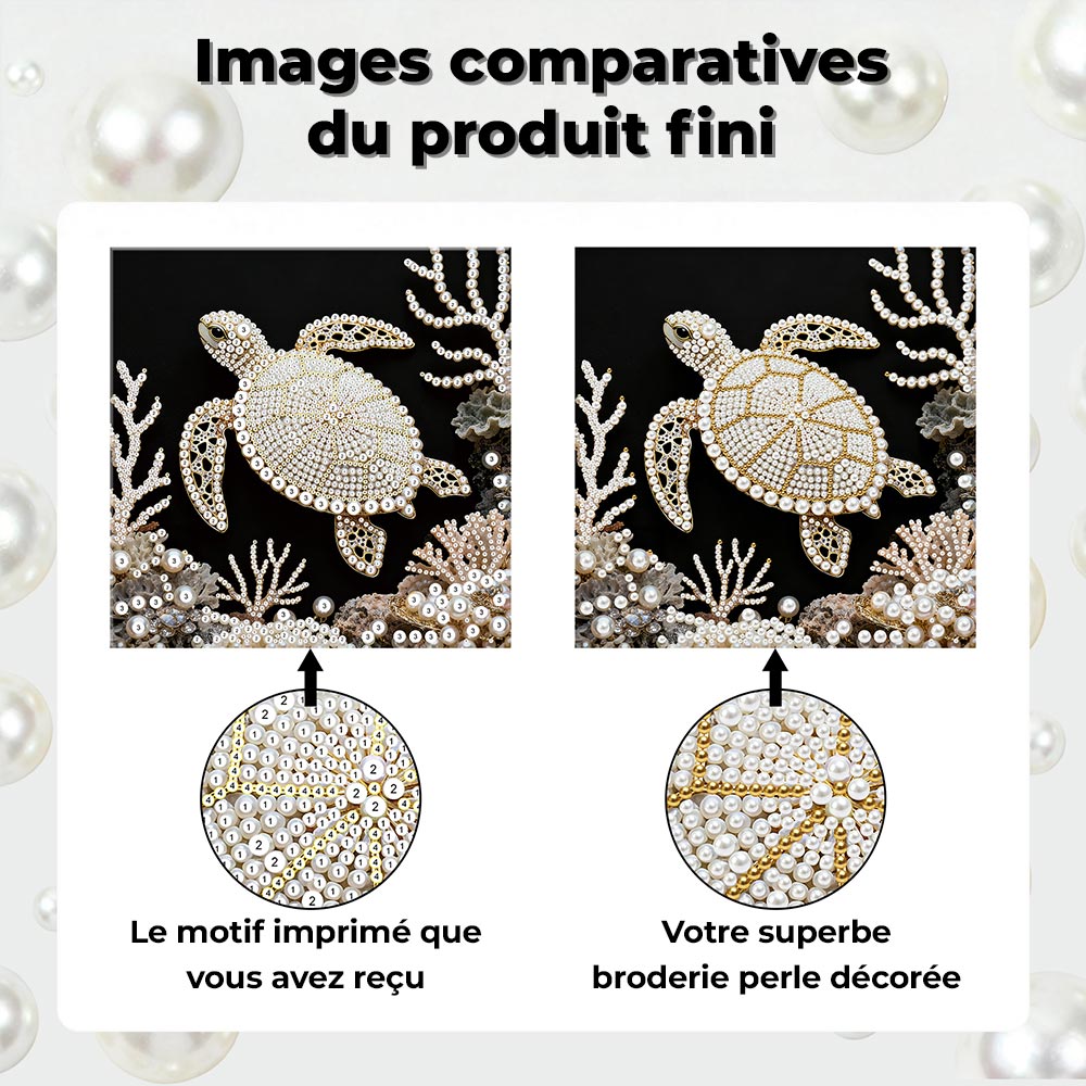 Broderie Diamant | Broderie Perle | Tortue Marine et Corail