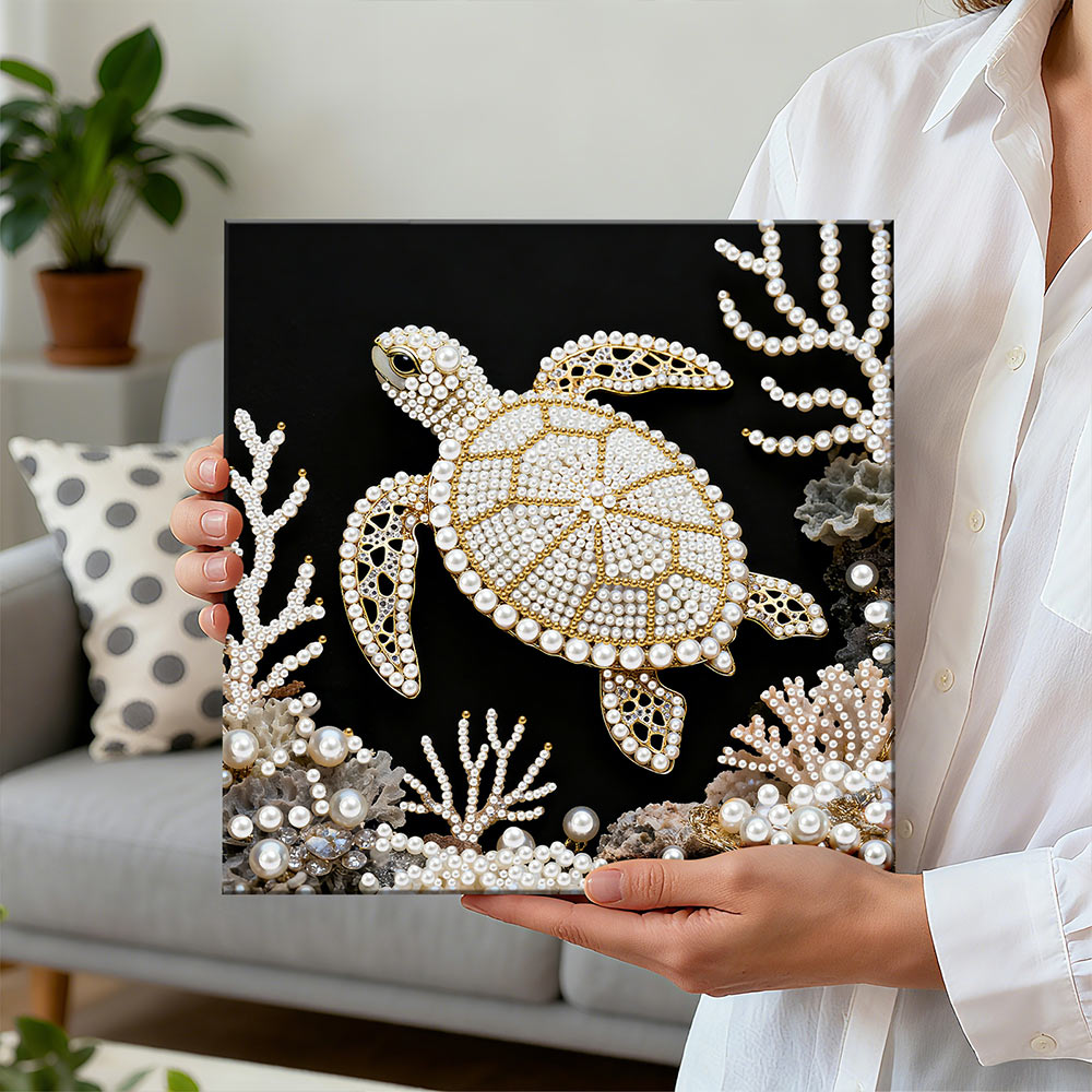Broderie Diamant | Broderie Perle | Tortue Marine et Corail