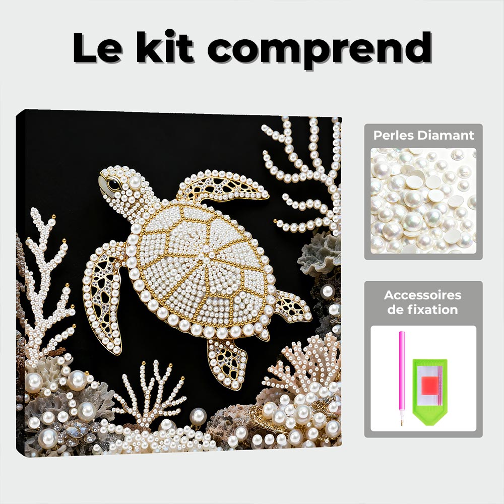 Broderie Diamant | Broderie Perle | Tortue Marine et Corail