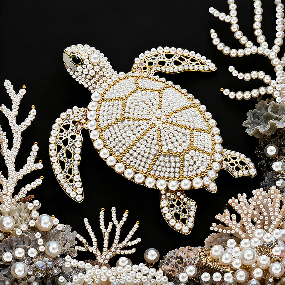 Broderie Diamant | Broderie Perle | Tortue Marine et Corail