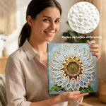 Broderie Diamant | Broderie Perle | Tournesol aux Pétales Blancs