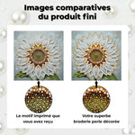 Broderie Diamant | Broderie Perle | Tournesol aux Pétales Blancs