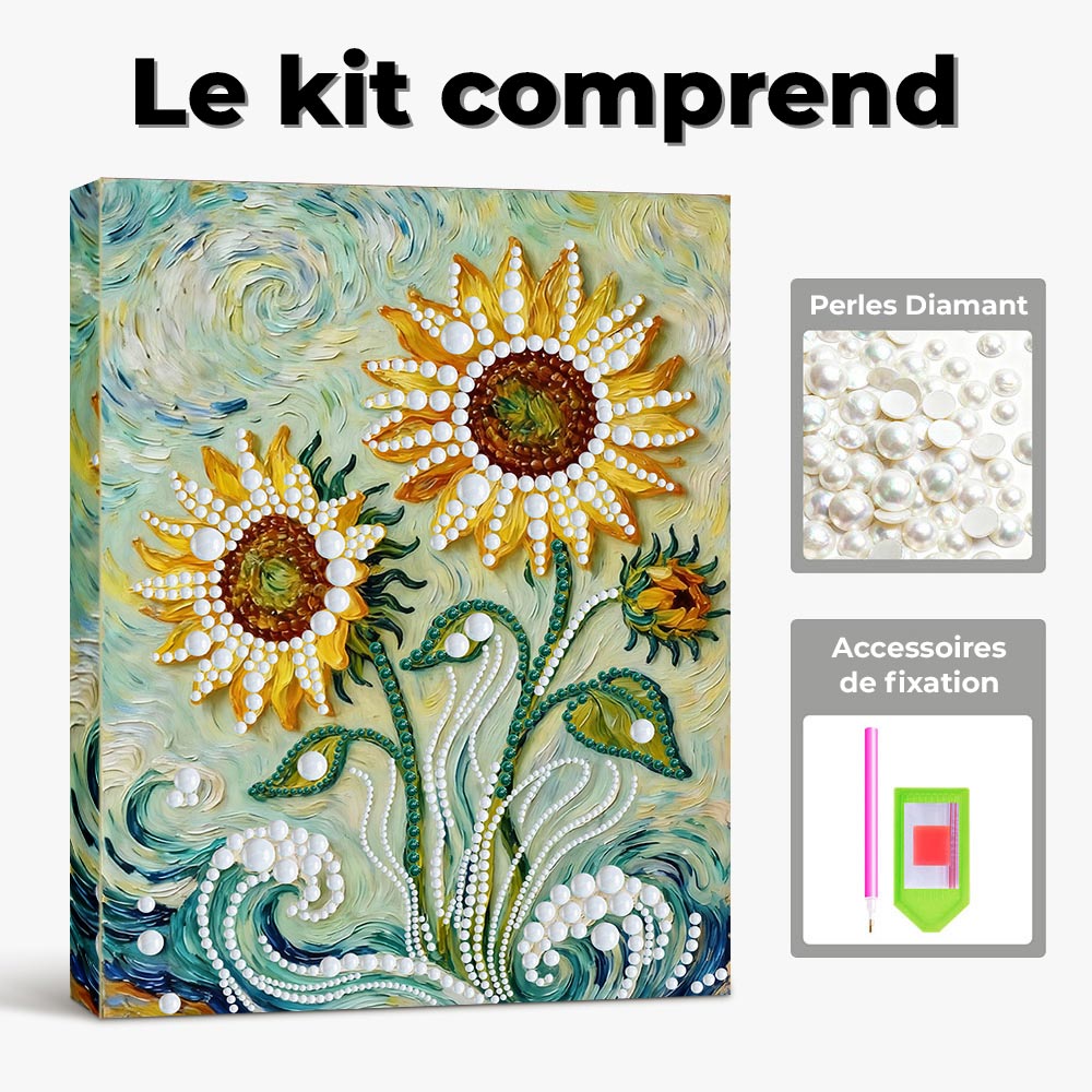 Broderie Diamant | Broderie Perle | Tournesols Style Van Gogh