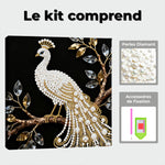 Broderie Diamant | Broderie Perle | Un Paon Blanc dans un Arbre