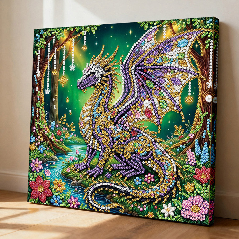 Broderie Diamant | Broderie Perle | Un Ptérosaure dans la Forêt