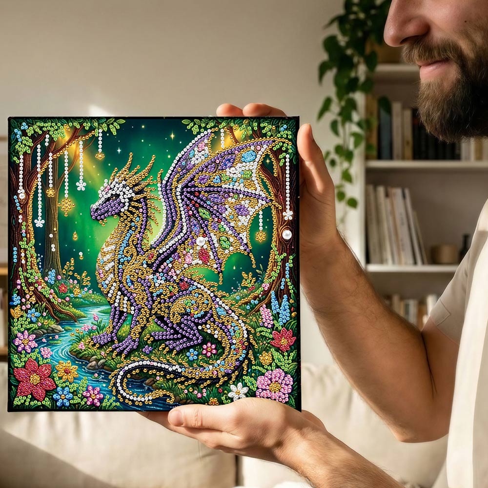 Broderie Diamant | Broderie Perle | Un Ptérosaure dans la Forêt