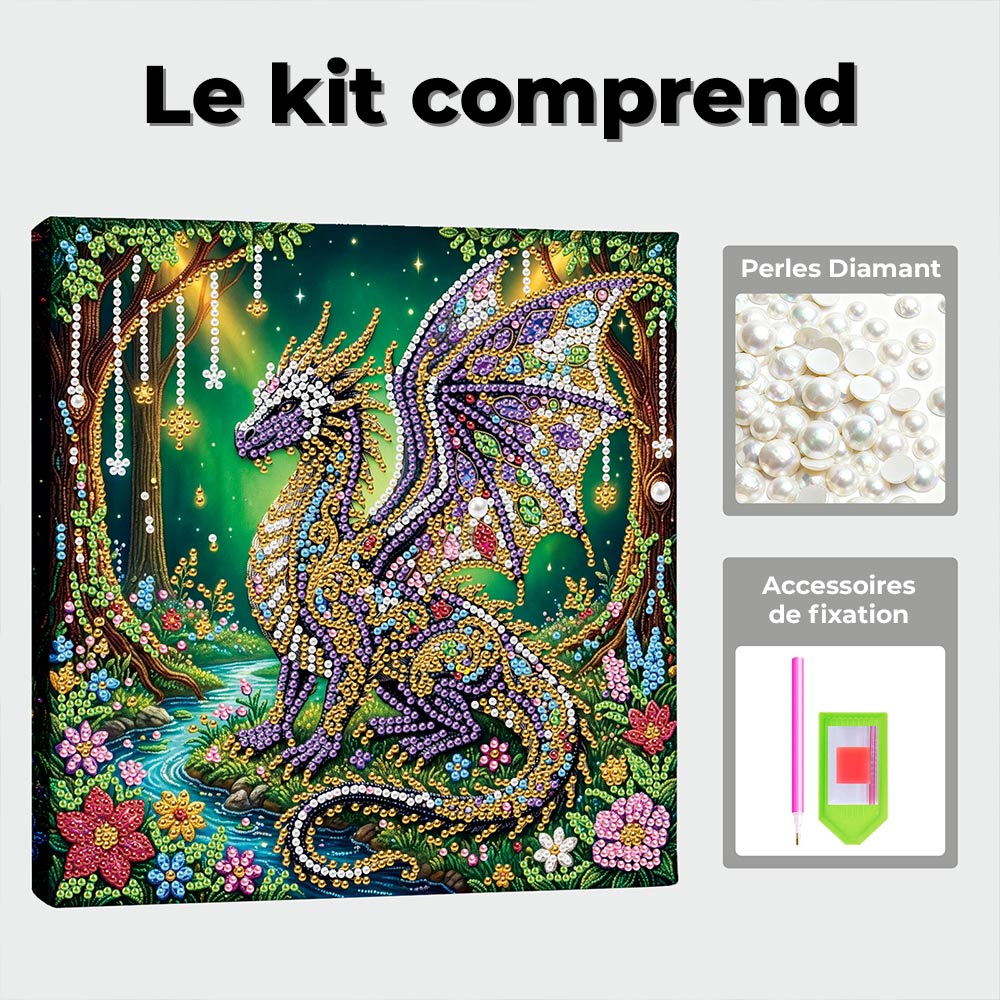 Broderie Diamant | Broderie Perle | Un Ptérosaure dans la Forêt