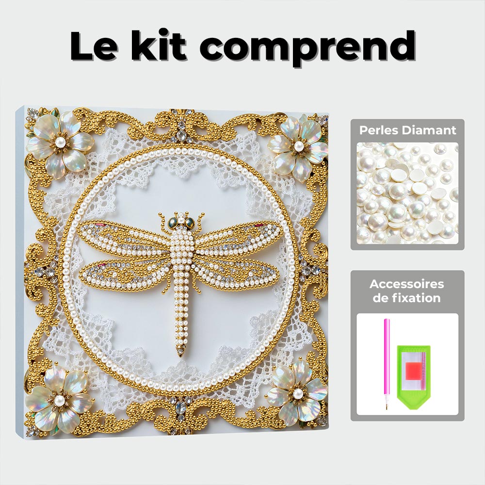 Broderie Diamant | Broderie Perle | Une Libellule Dorée