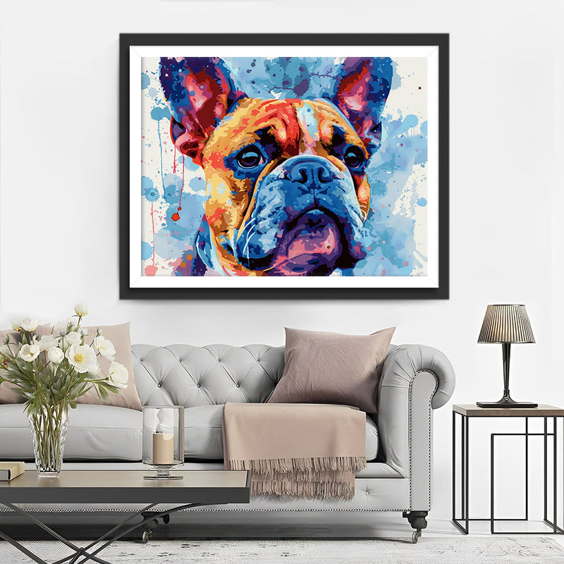 Bulldog Aquarelle Broderie Diamant