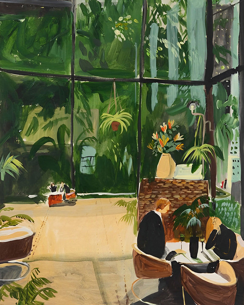 Bureau Plein de Plantes Vertes Broderie Diamant