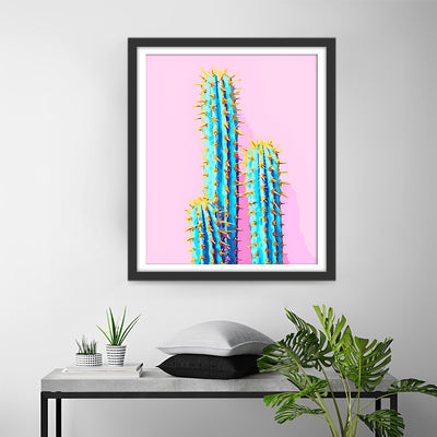 Cactus sur Fond Rose Broderie Diamant