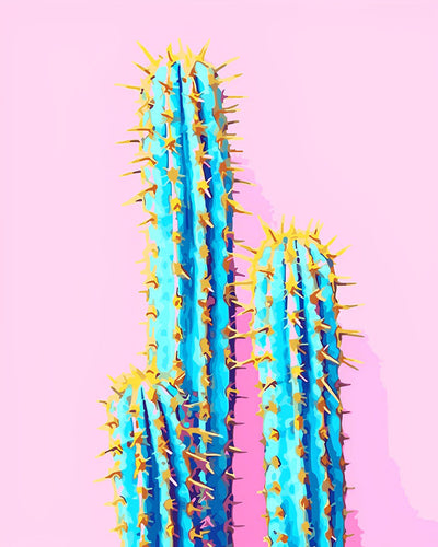 Cactus sur Fond Rose Broderie Diamant