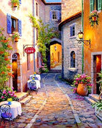 Cafe dans la Ruelle de la Ville Broderie Diamant