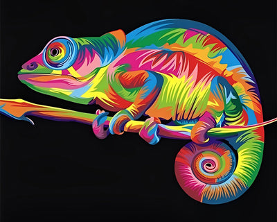 Cameleon Coloré dans l'Obscurite Broderie Diamant