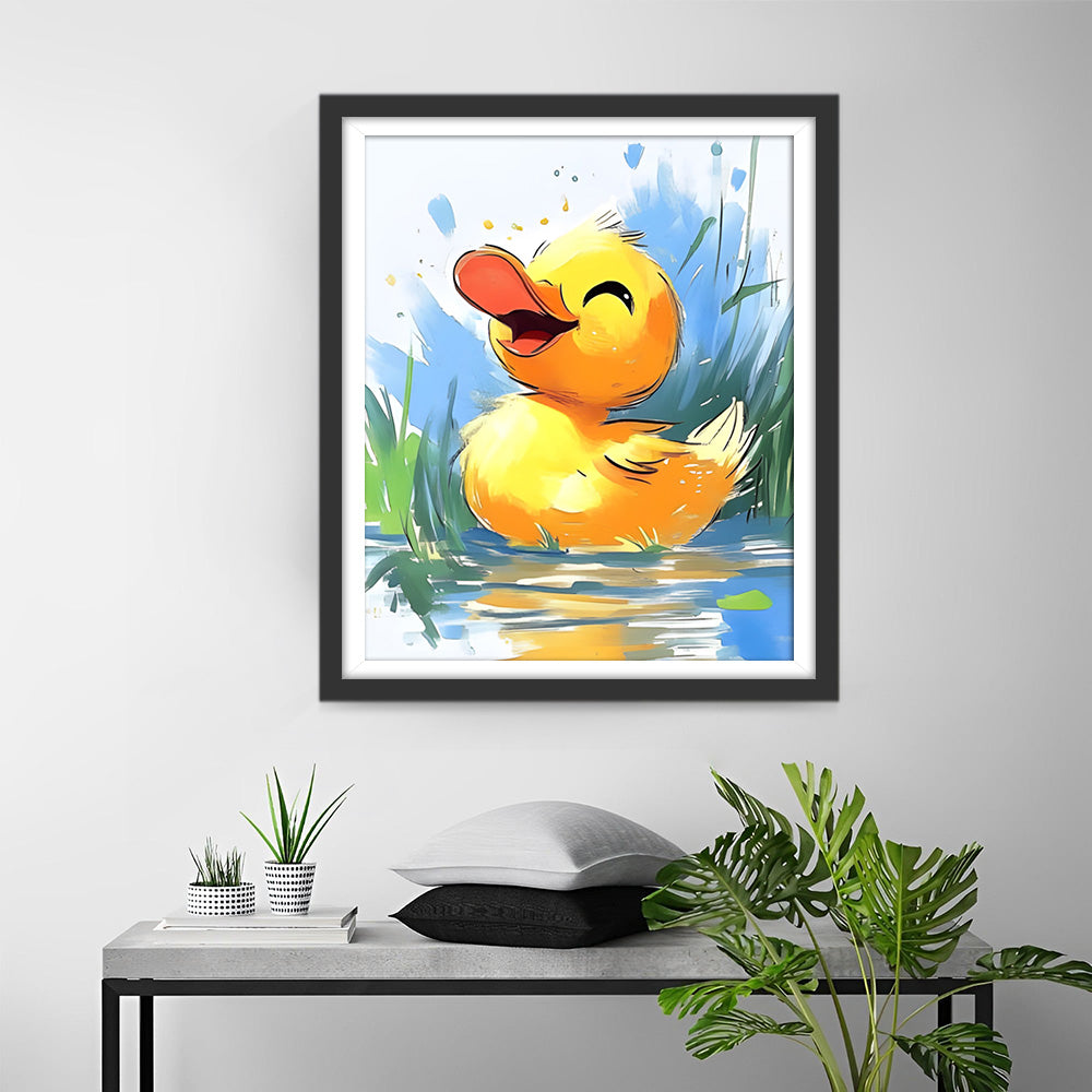 Canard Super Heureux sur la Rivière Broderie Diamant