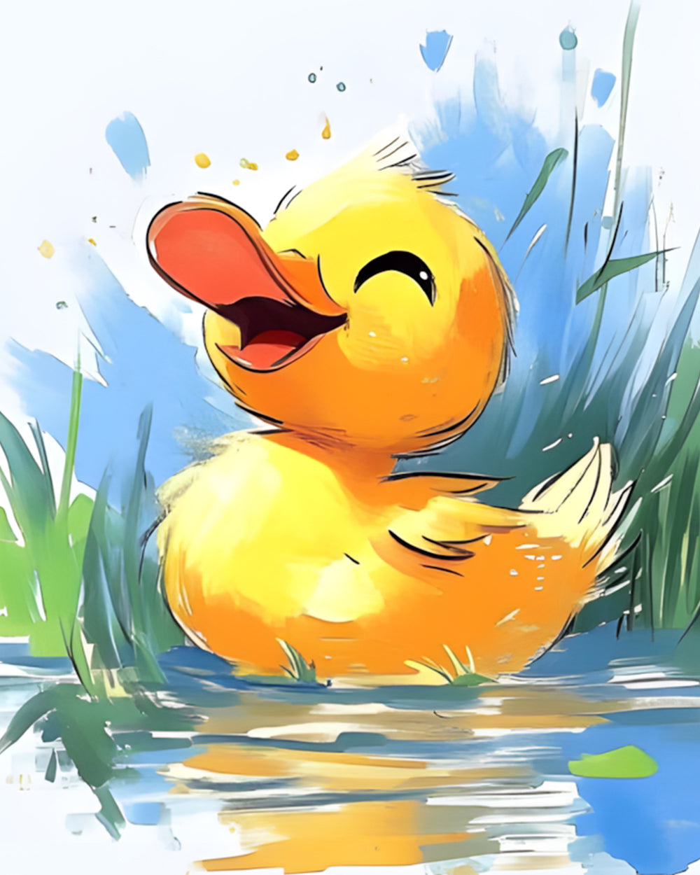 Canard Super Heureux sur la Rivière Broderie Diamant