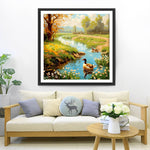 Canards dans la Rivière au Printemps Broderie Diamant