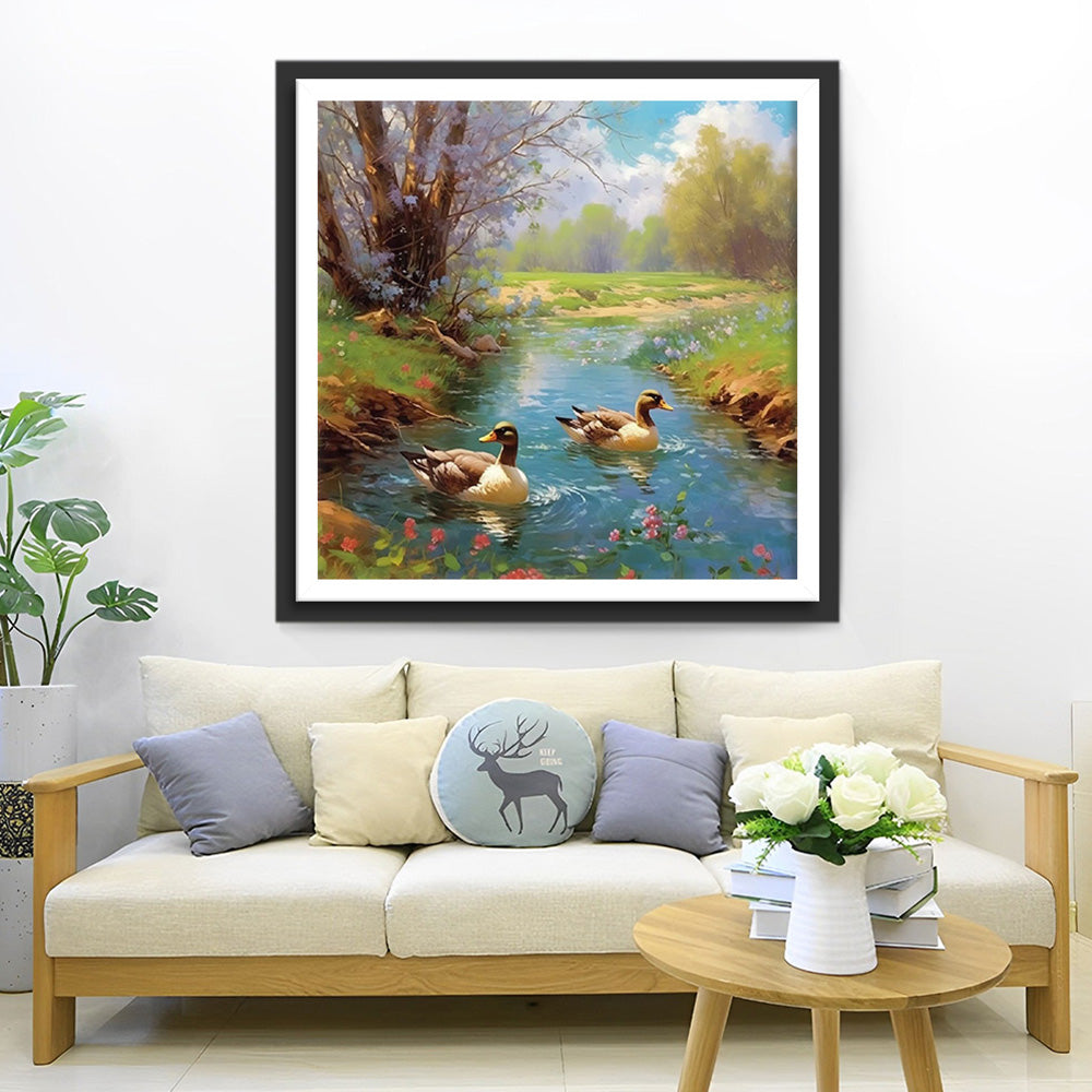Canards dans la Rivière Broderie Diamant