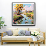 Canards dans la Rivière Rurale Broderie Diamant