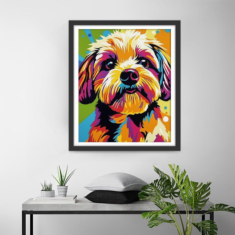 Caniche Coloré et Mignon Broderie Diamant