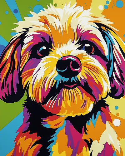 Caniche Coloré et Mignon Broderie Diamant