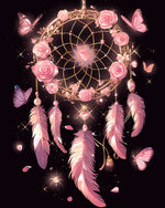 Capteur de Rêves Rose et Papillons Broderie Diamant