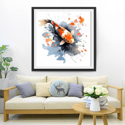 Carpe Koi à l'Encre Rouge Broderie Diamant