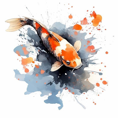 Carpe Koi à l'Encre Rouge Broderie Diamant