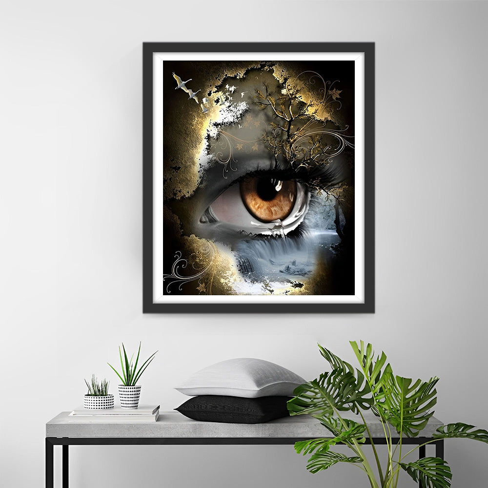 Cascade Abstraite dans l’Œil Broderie Diamant