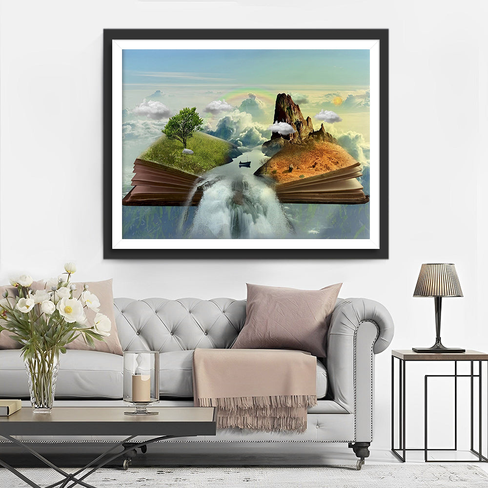 Cascade et Montagne du Livre Broderie Diamant