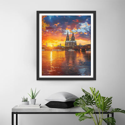 Cathédrale de Cologne au Coucher du Soleil Broderie Diamant