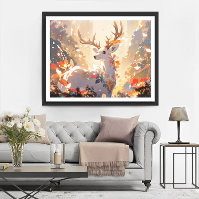 Cerf Blanc Fantastique Broderie Diamant