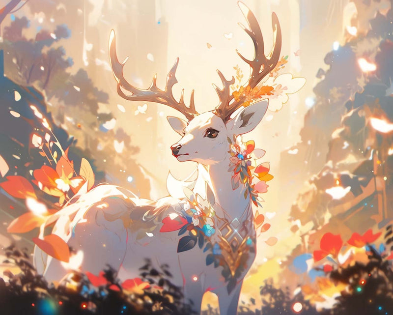 Cerf Blanc Fantastique Broderie Diamant