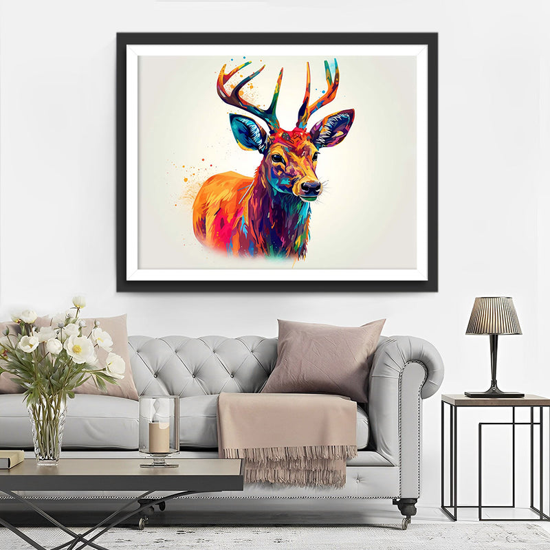 Cerf Coloré et Tranquille Broderie Diamant