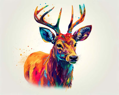 Cerf Coloré et Tranquille Broderie Diamant