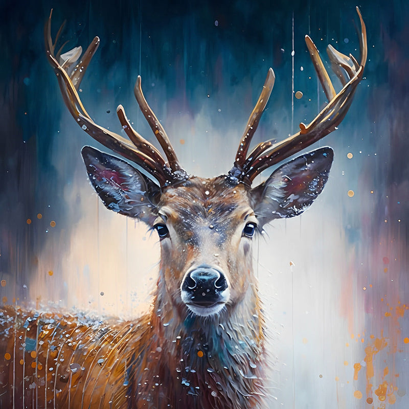 Cerf dans la Brume Matinale Broderie Diamant