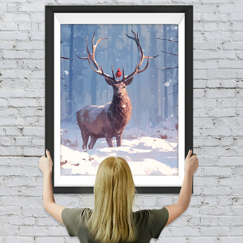 Cerf dans La Neige Broderie Diamant
