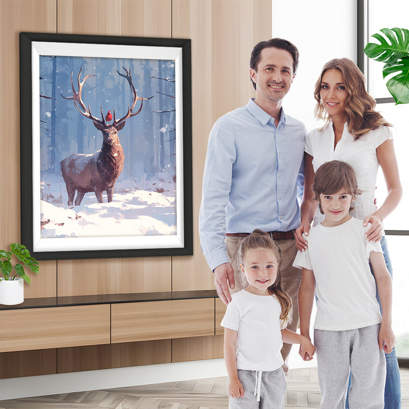 Cerf dans La Neige Broderie Diamant