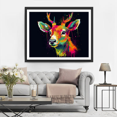 Cerf dans le Noir Broderie Diamant