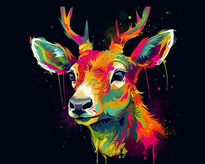Cerf dans le Noir Broderie Diamant