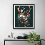 Cerf dans les Fleurs Broderie Diamant